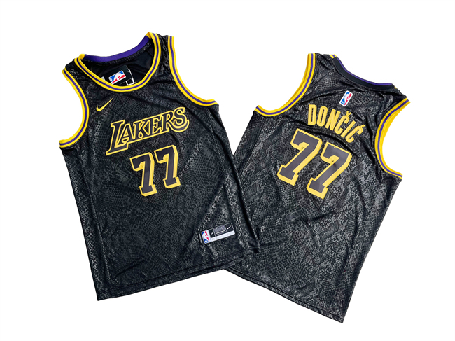 Men's Los Angeles Lakers #77 Luka Dončić Black Stitched Basketball Jersey